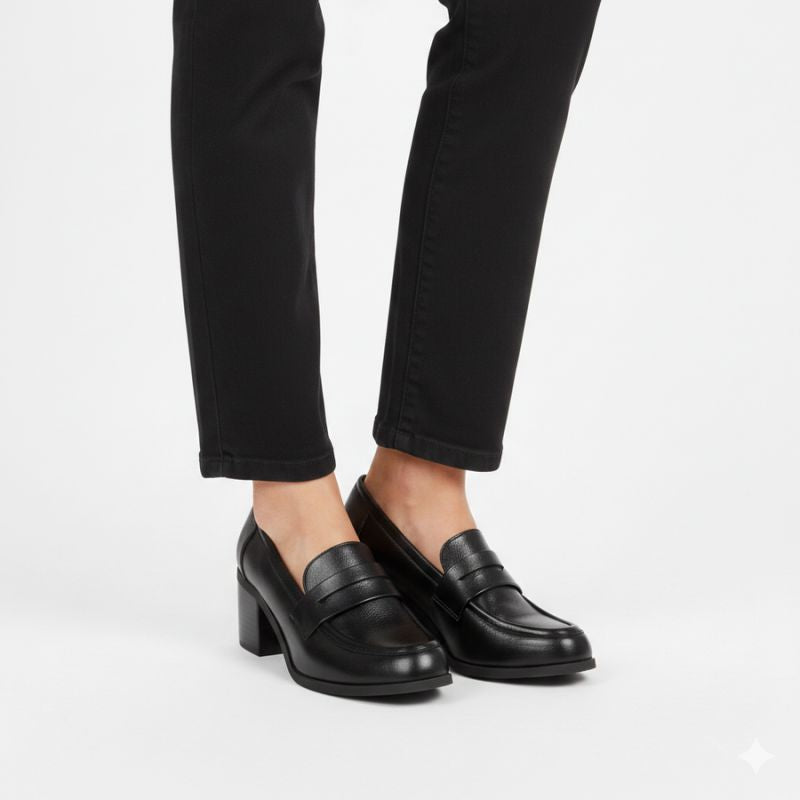 Women's black high-heeled lords shoes M.Daszyński MR2201D-3A