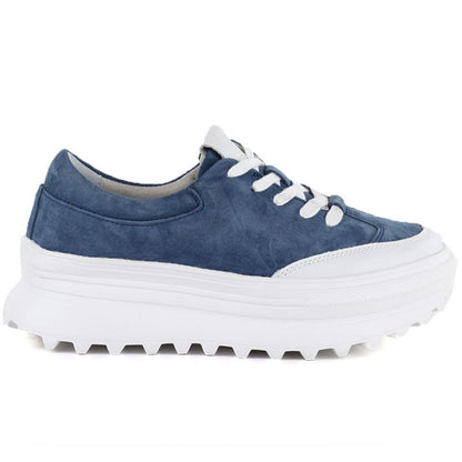 Women's blue leather platform shoes Vince