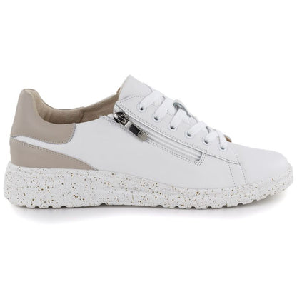 Women's leather shoes with zipper, white Potocki JE19402