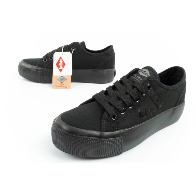 Lee Cooper women's sports shoes fabric platform sneakers black
