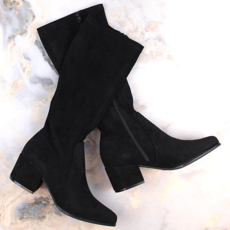 Sergio Leone W SK426 warm suede high-heeled boots, black