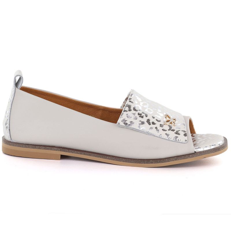 Women's leather open-toe shoes in beige Potocki JE19397