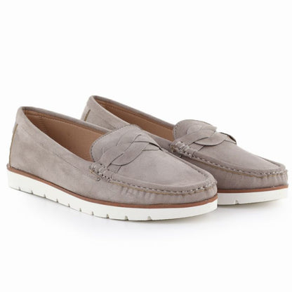 Women's taupe suede moccasin shoes Vice Versa 834280