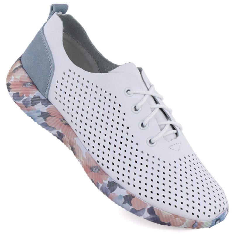 Women's leather openwork shoes white Artiker 58C0586