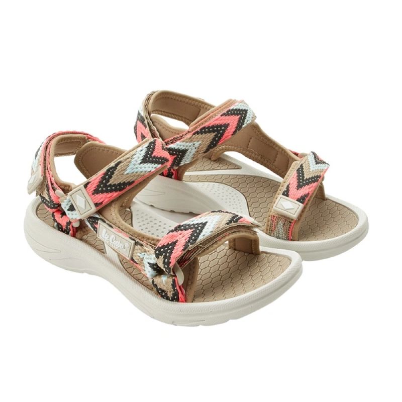 Lee Cooper women's shoes velcro sandals for summer on the beach light beige