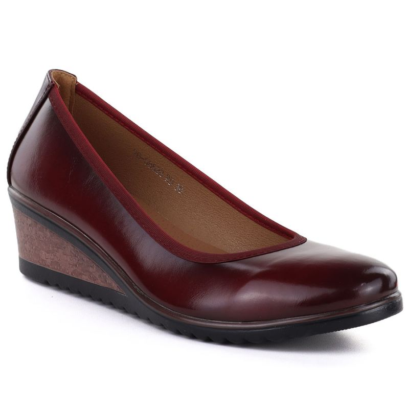 Women's red wedge shoes Vinceza 58628