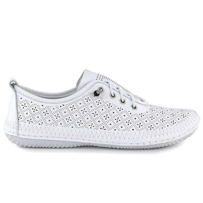 Women's leather openwork shoes, white, T.Sokolski 1302