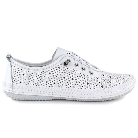 Women's leather openwork shoes, white, T.Sokolski 1302