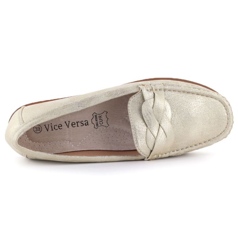 Women's gold moccasin shoes Vice Versa 834281