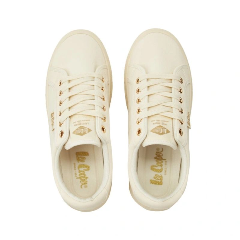 Lee Cooper women's shoes sports sneakers beige platform fashionable
