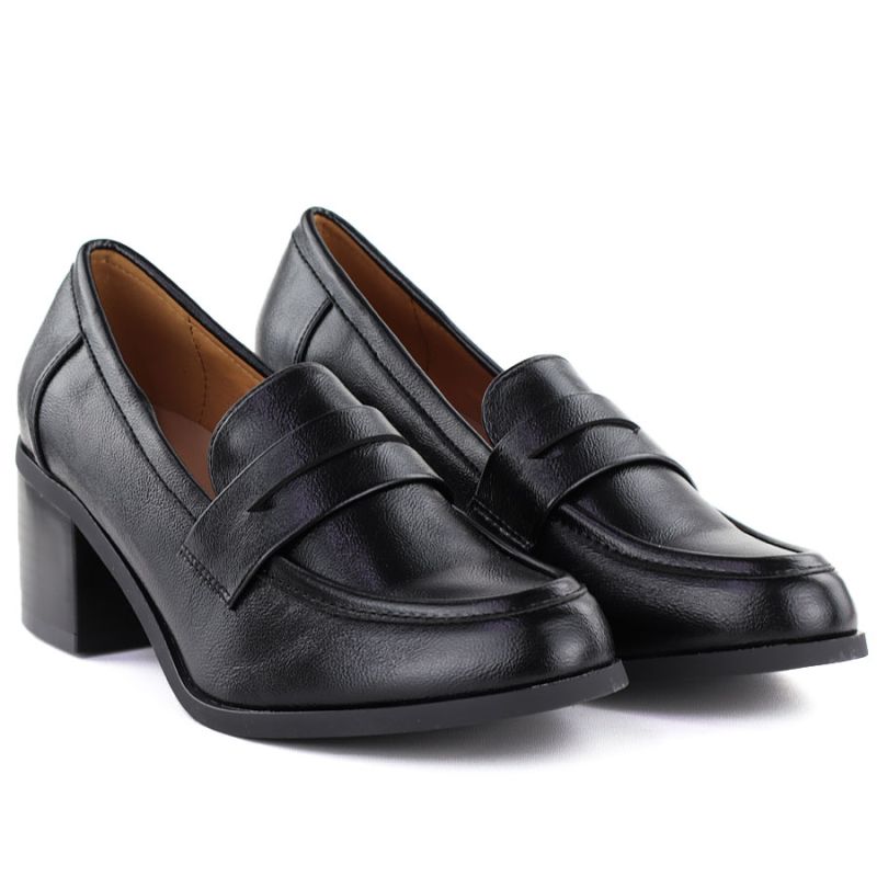 Women's black high-heeled lords shoes M.Daszyński MR2201D-3A
