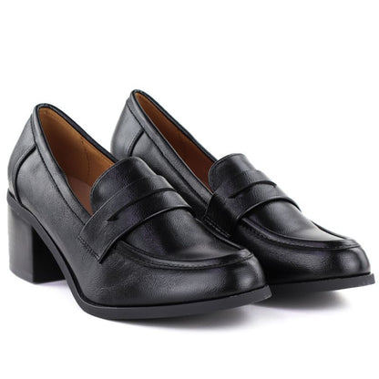 Women's black high-heeled lords shoes M.Daszyński MR2201D-3A