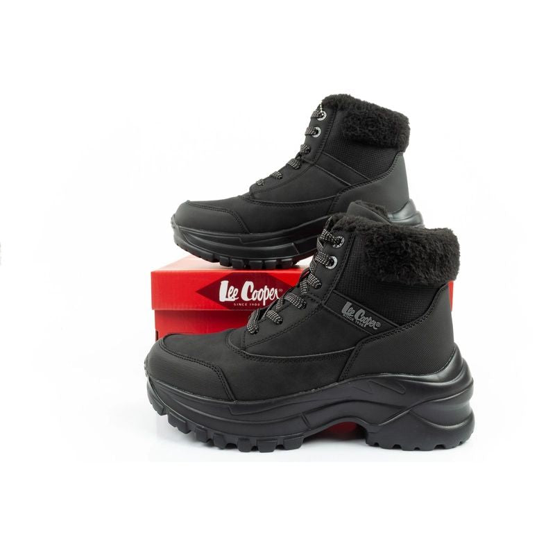 Lee Cooper women's winter hiking sports shoes, insulated, black, lace-up