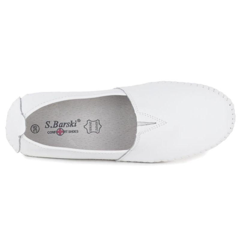 Women's leather slip-on shoes, white, S.Barski LR61-7051