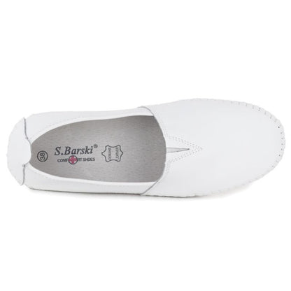 Women's leather slip-on shoes, white, S.Barski LR61-7051