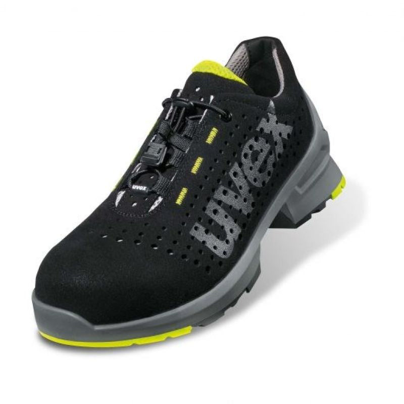 Uvex 85438 safety shoes size 43 PUR sole W11, Black, Lime