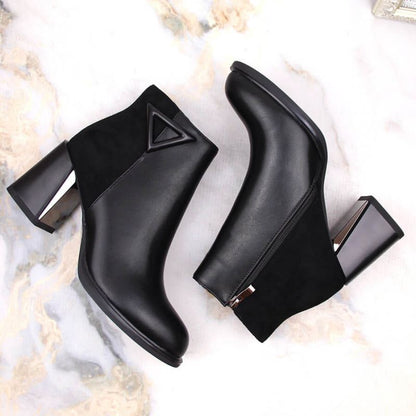 Insulated ankle boots with a decorative high heel D&A S.Barski Premium Collection W OLI238 black