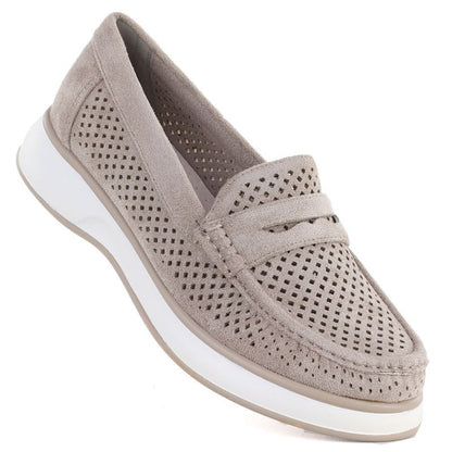 Women's openwork gray lords shoes Sergo Leone MK098H