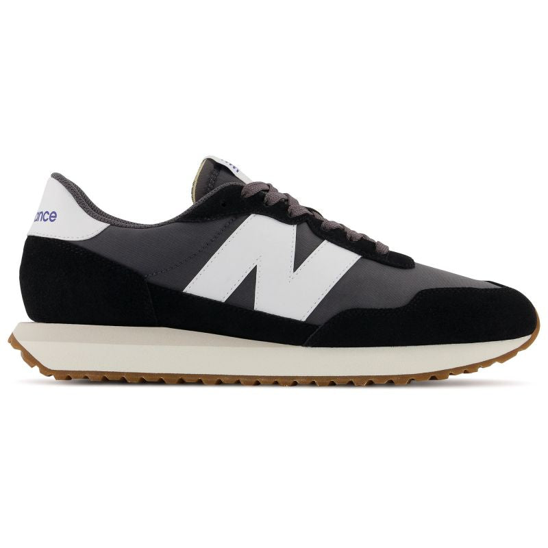 New Balance men's sneakers, suede leather lifestyle sports shoes, black (MS237GA)