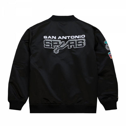 Mitchell & Ness Lightweight Satin Bomber San Antonio Spurs M Jacket SJKT6599-SASYYPPPBLCK