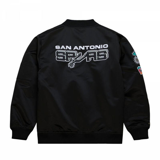Mitchell & Ness Lightweight Satin Bomber San Antonio Spurs M Jacket SJKT6599-SASYYPPPBLCK
