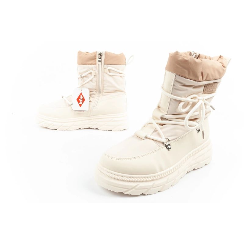 Lee Cooper women's winter hiking shoes, insulated, beige and cream