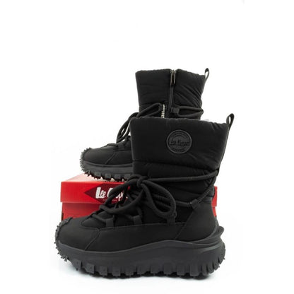 Lee Cooper women's winter hiking sports shoes, insulated, black, natural leather