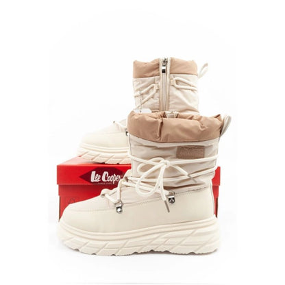 Lee Cooper women's winter hiking shoes, insulated, beige and cream