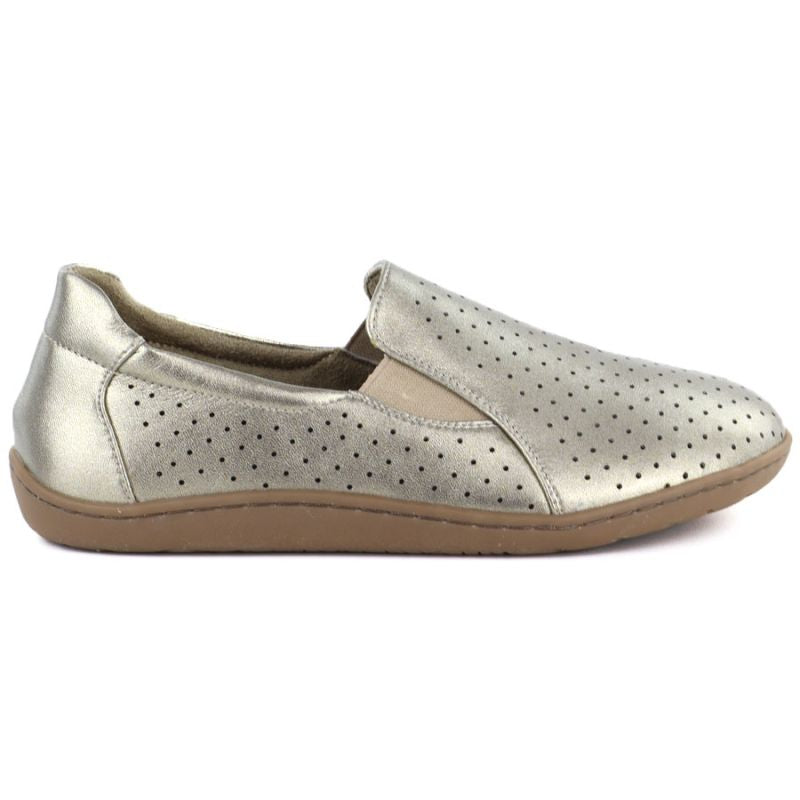 Leather openwork barefoot shoes, gold, M.Daszyński OL38-2
