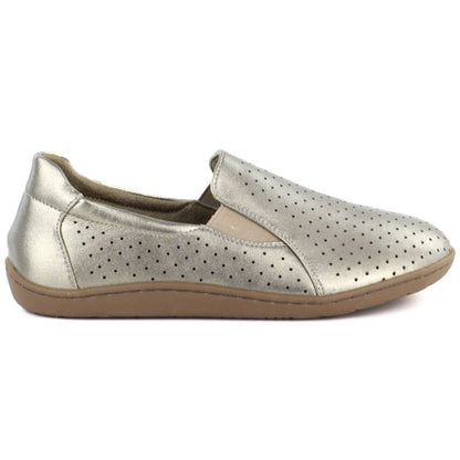 Leather openwork barefoot shoes, gold, M.Daszyński OL38-2