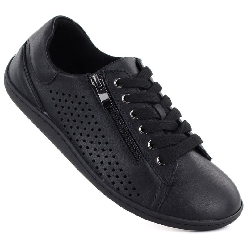 Women's leather barefoot shoes, openwork, black, Gino Fabiani OL38-6