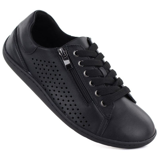 Women's leather barefoot shoes, openwork, black, Gino Fabiani OL38-6
