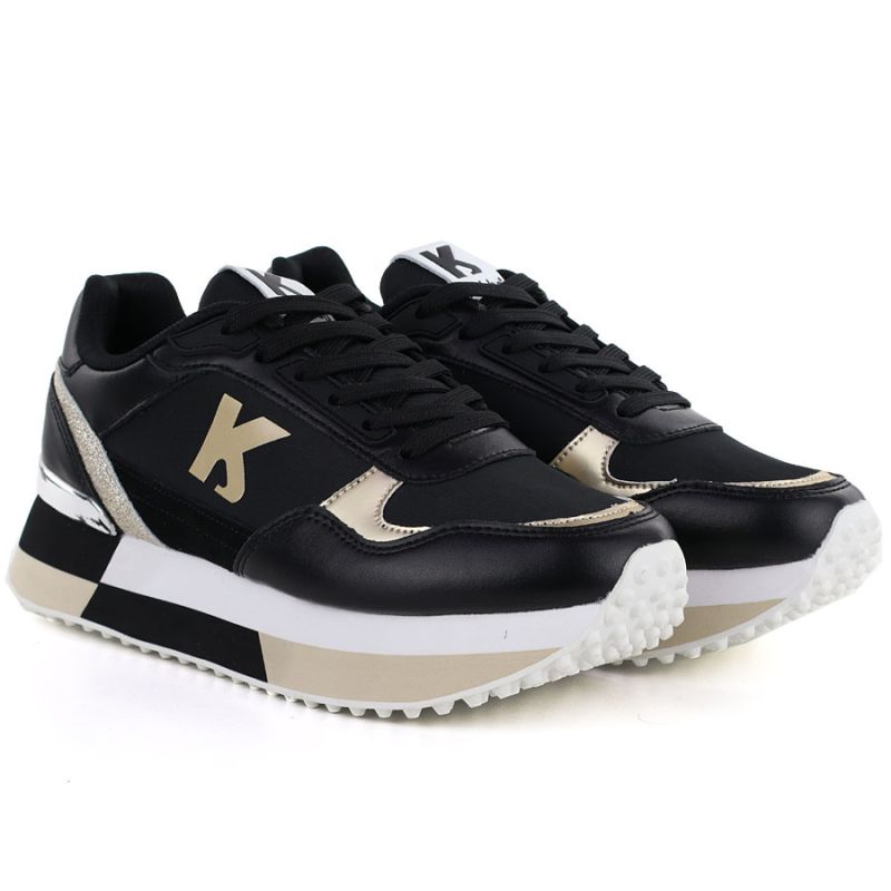 Women's leather sports shoes black Kobbo 100102