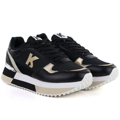 Women's leather sports shoes black Kobbo 100102
