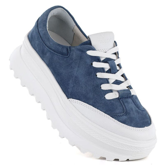 Women's blue leather platform shoes Vince