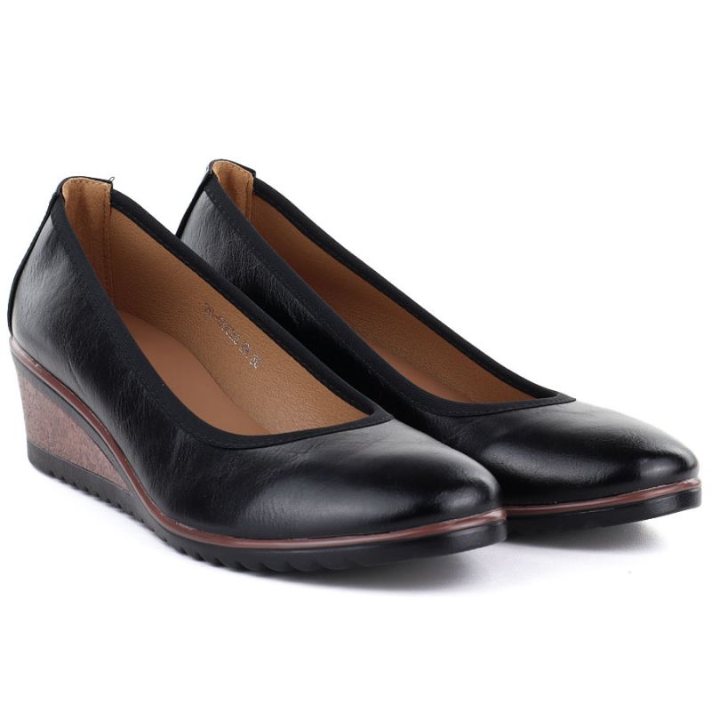 Women's black wedge shoes Vinceza 58628