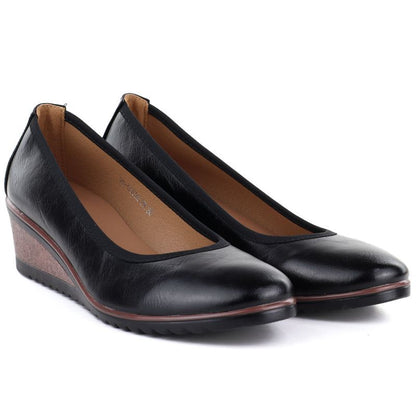 Women's black wedge shoes Vinceza 58628