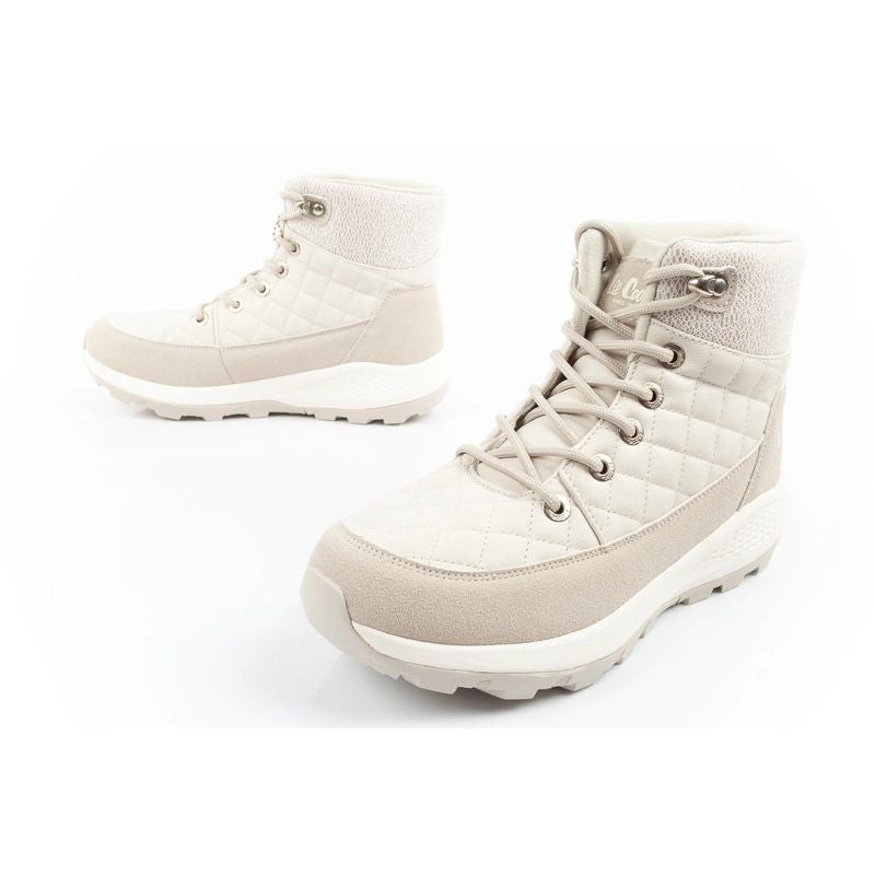 Lee Cooper women's winter hiking sports shoes, insulated, cream, eco-leather