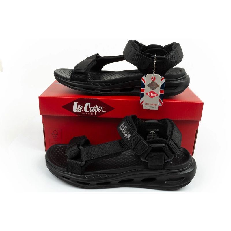 Lee Cooper men's shoes with velcro straps for summer, lightweight black