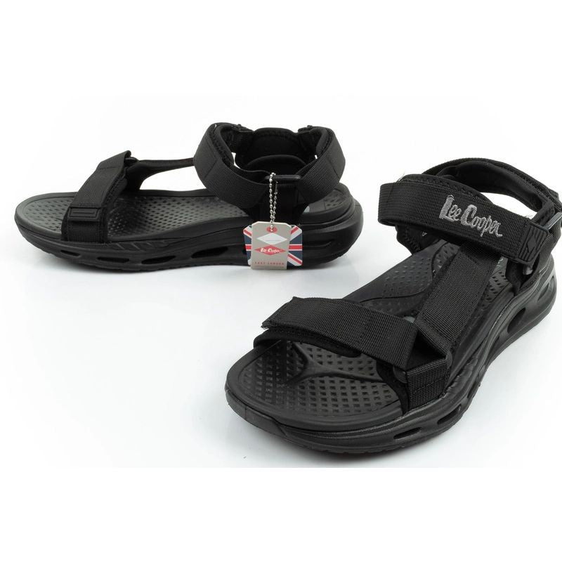 Lee Cooper men's shoes with velcro straps for summer, lightweight black