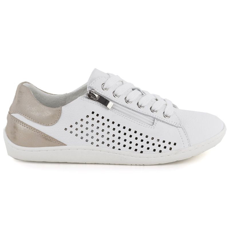 Women's leather barefoot shoes, openwork, white, Gino Fabiani OL38-6